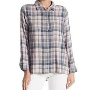 Melrose and Market XS Plaid Button Down Purple